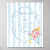 Momosa Bar Blue Whimsical Floral Baby Dusche Poster (Vorne)