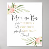 Momosa Bar gießen Sie das Babyduschzeichen Poster (Vorne)