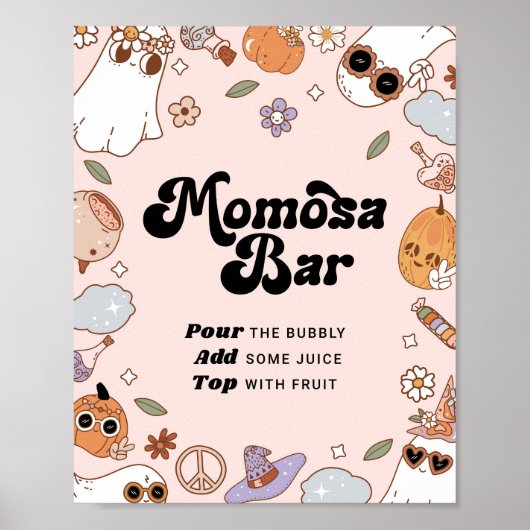 Momosa Bar Groovy Halloween Ghost Baby Dusche Poster (Vorne)