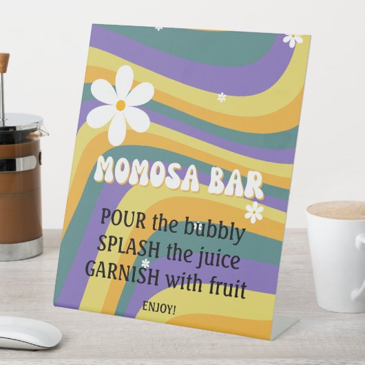 Momosa Bar Hippie Retro Babydusche Vinyl Record Sockelschild (In Situ)