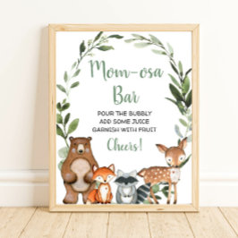Momosa Bar mimosa Woodland Tier Babydusche Zeichen Poster