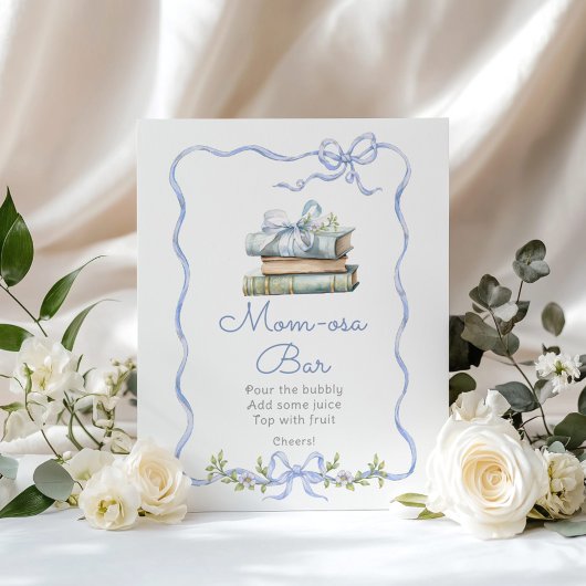 Momosa Bar Neues Kapitel Blauer Bogen Babydusche Poster