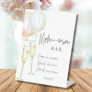 Momosa Bar Pink & Blue Balloon Gender Reveal-Zeich Sockelschild