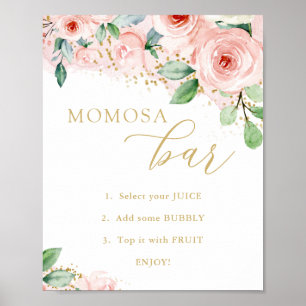 MOMosa Bar, Pink und Gold Floral Baby Dusche Poster