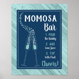 Momosa Bar Sign, Blue und Aqua Poster