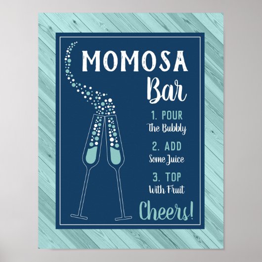 Momosa Bar Sign, Blue und Aqua Poster (Vorne)