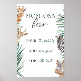 Momosa Bar Sign Safari Jungle Baby Dusche Poster