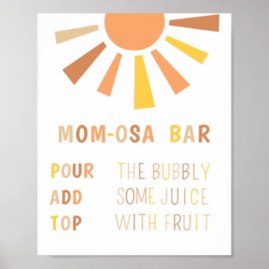 Momosa Bar Sign Sunshine Baby Dusche Poster (Vorne)