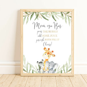 Momosa Mom-osa Bar safari Baby Duschzeichen Poster