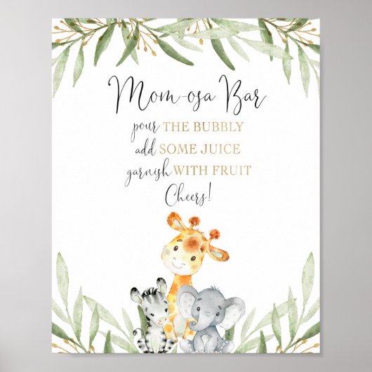 Momosa Mom-osa Bar safari Baby Duschzeichen Poster (Vorne)