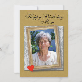 Mom's Birthday framed photo, lace and heart Karte