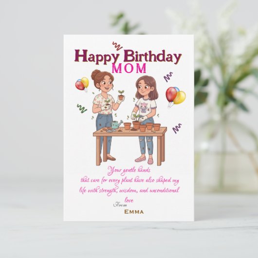 Mom's Birthday Karte (Stehend Vorderseite)