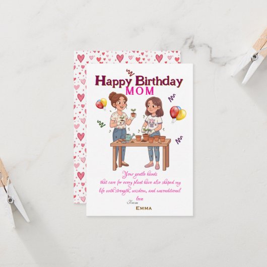 Mom's Birthday Karte (Vorderseite/Rückseite Beispiel)