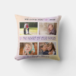 Mom's Blessing - 4 Photo Pastel Heart Tribute Kissen