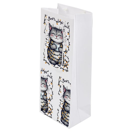 Mom's Jingle Juice Geschenktüte Für Weinflaschen (Vorderseite Schrägansicht)