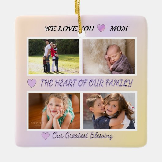 Mom's Joy - Pastel 4 Photo Tribute Keramikornament (Vorderseite)