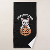 Mom's Little Boo French Bulldog Hallowen Badehandtuch (Badehandtuch)