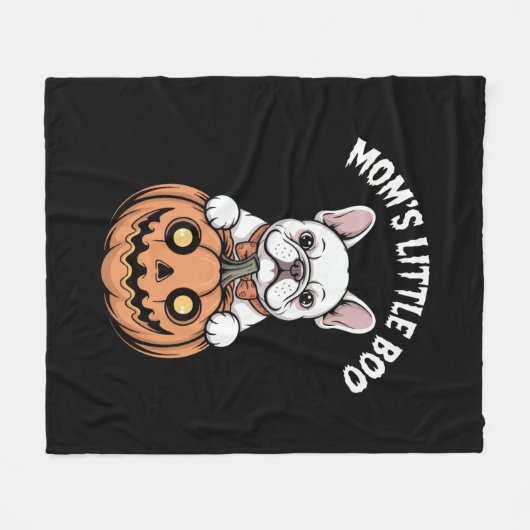 Mom's Little Boo French Bulldog Hallowen Fleecedecke (Vorderseite (Horizontal))