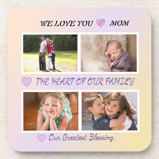 Mom's Love - Pastel 4 Photo Tribute Getränkeuntersetzer (Vorderseite)