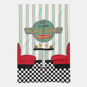 Moms Retro-Diner mit Burgern & Bier Geschirrtuch