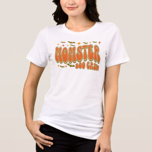 Momster Boo Crew Retro Orange Groovy Fledermaus-Gr Tri-Blend Shirt
