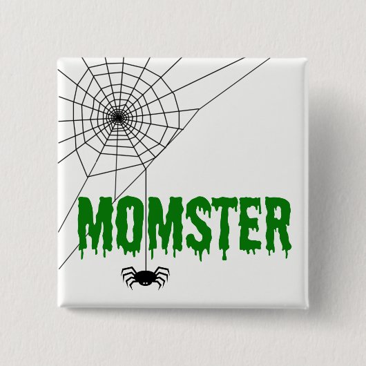 Momster Green Dripping Schriftart Spider Web Button (Vorderseite)