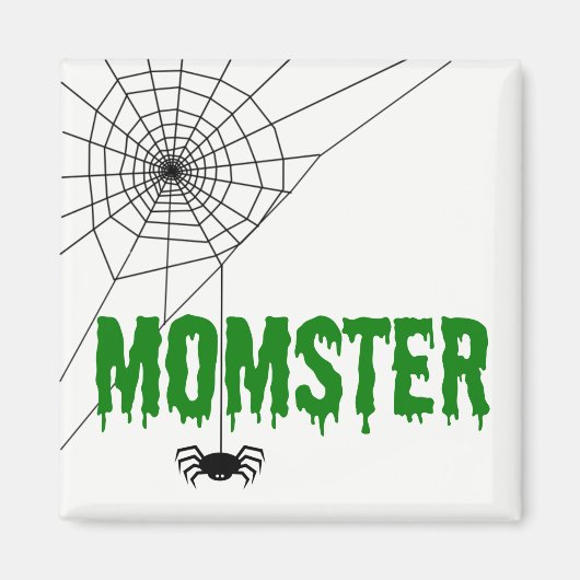 Momster Green Dripping Schriftart Spider Web Magnet (Vorne)