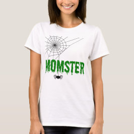 Momster Green Dripping Schriftart Spider Web T-Shirt