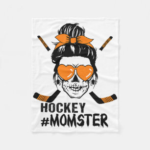 Momster Hockey-Mama-Unordentlicher Dutt-Totenkopf Fleecedecke