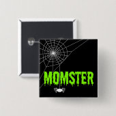 Momster Lime Green Dripping Schriftart Spider Web Button (Vorne & Hinten)