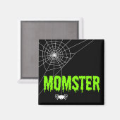 Momster Lime Green Dripping Schriftart Spider Web Magnet (Vorderseite/Rückseite)