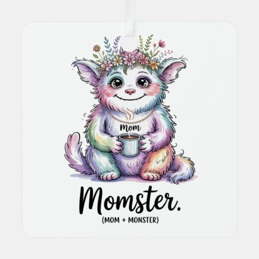 Momster. (Mom + Monster) Ornament Aus Metall (Vorderseite)