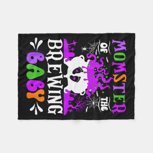 Momster Of The Brewing Baby Mom To Be Halloween Fleecedecke (Vorderseite (Horizontal))