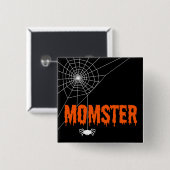 Momster Orange Dripping Schriftart Spider Web Button (Vorne & Hinten)