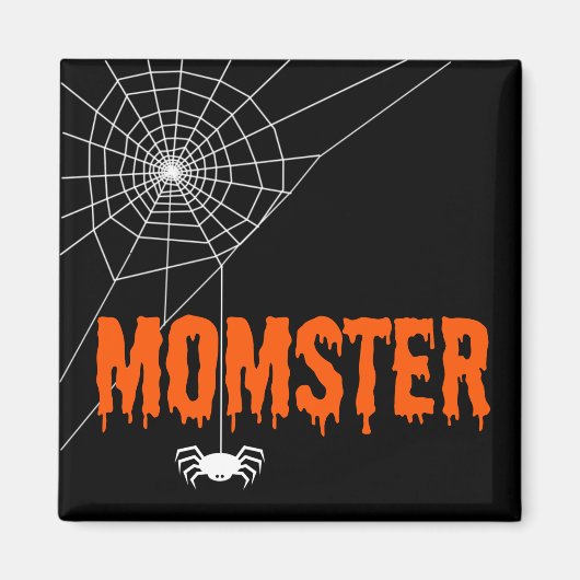 Momster Orange Dripping Schriftart Spider Web Magnet (Vorne)