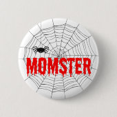 Momster Red Dripping Schriftart Spider Web Button (Vorderseite)