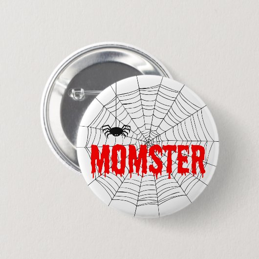 Momster Red Dripping Schriftart Spider Web Button (Vorne & Hinten)