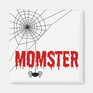 Momster Red Dripping Schriftart Spider Web Magnet