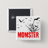 Momster Red Driving Schriftart Fliegenbats Button (Vorne & Hinten)