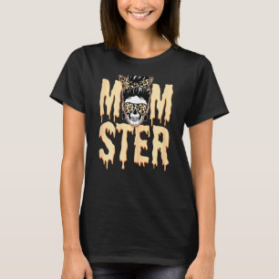 Momster Skull Mama Monster Orange Leopard Ha T-Shirt