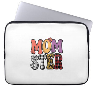 Momster Vintage Mama Leopard Karo Typografie Desig Laptopschutzhülle