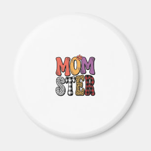 Momster Vintage Mama Leopard Karo Typografie Desig Magnet