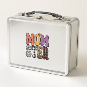 Momster Vintage Mama Leopard Plaid Typografie Desi Metall Brotdose