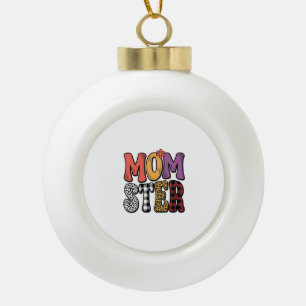 Momster Vintage Mom Leopard Karo Typografie Design Keramik Kugel-Ornament