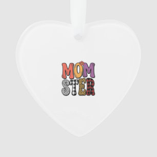 Momster Vintage Mom Leopard Karo Typografie Design Ornament