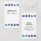 MOMY-Karte mit Aquamarinen, Lila und blauen Puzzle Telefonnummerkarte (Vorne/Hinten)