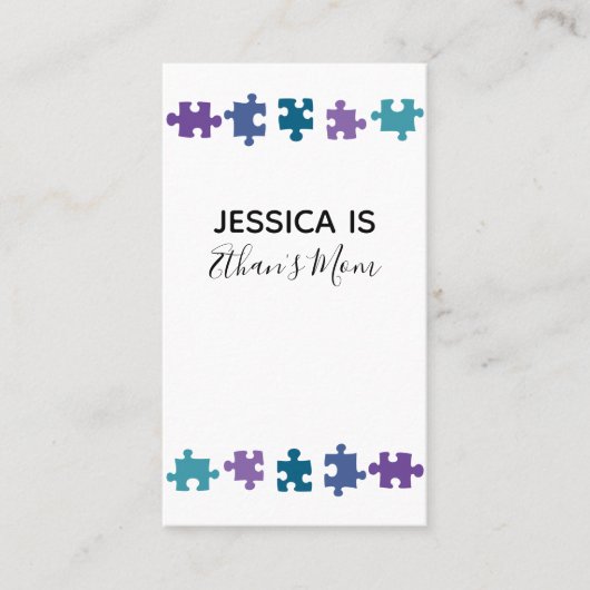 MOMY-Karte mit Aquamarinen, Lila und blauen Puzzle Telefonnummerkarte (Vorderseite)