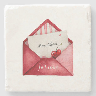 Mon Cheri (mein Schatz) Je'taime (ich liebe dich) Steinuntersetzer