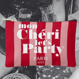 Mon Cherie Lass uns feiern Cherry Red Bold Stripe Zubehörtasche