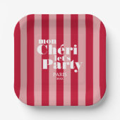 Mon Cherie Let's Party Cherry Red Bold Stripe Pappteller (Vorderseite)